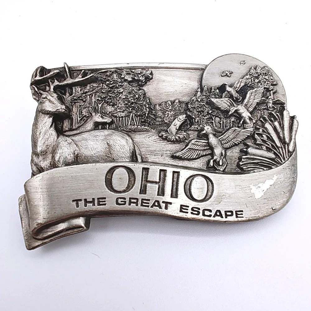 Bergamot Belt Buckle Ohio The Great‎ Escape Vintage 1984 D-30 Pewter USA